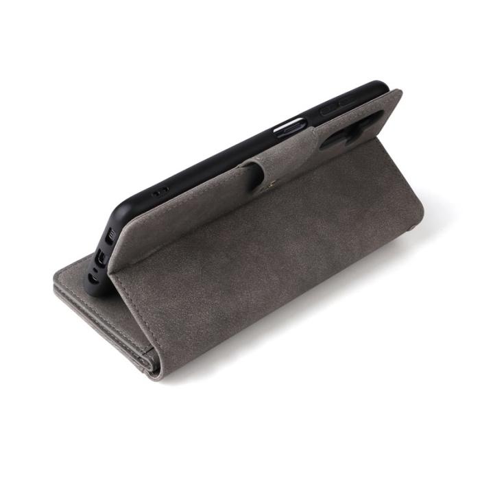 OEM - Samsung Galaxy A35 5G Fodral Äkta Läder Rivet Dekor - Grå