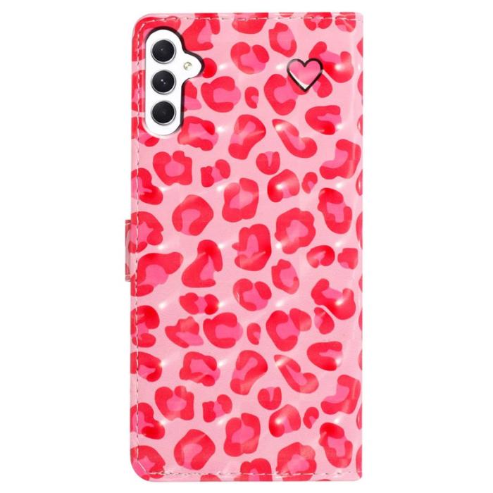 OEM - Samsung Galaxy A35 5G Fodral Äkta Läder - Rosa Leopardmönster