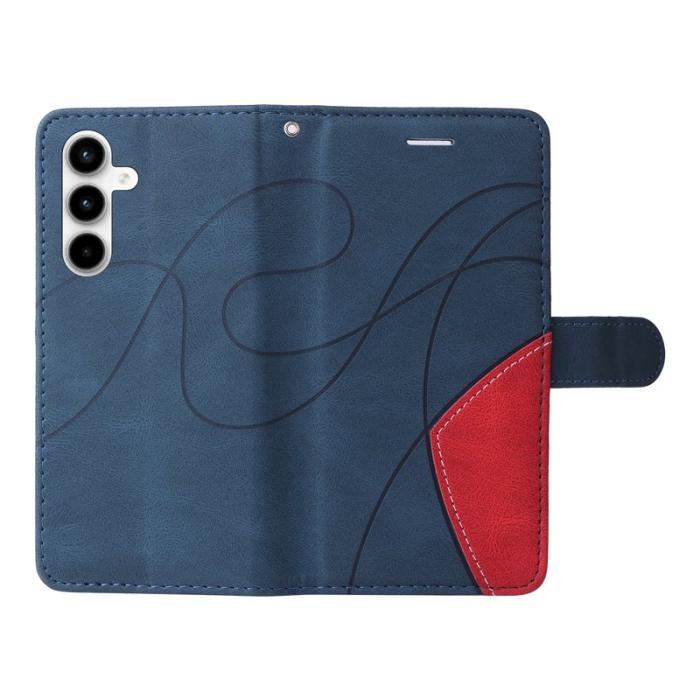 OEM - Samsung Galaxy A35 5G Fodral Äkta Läder Ställ - Blå