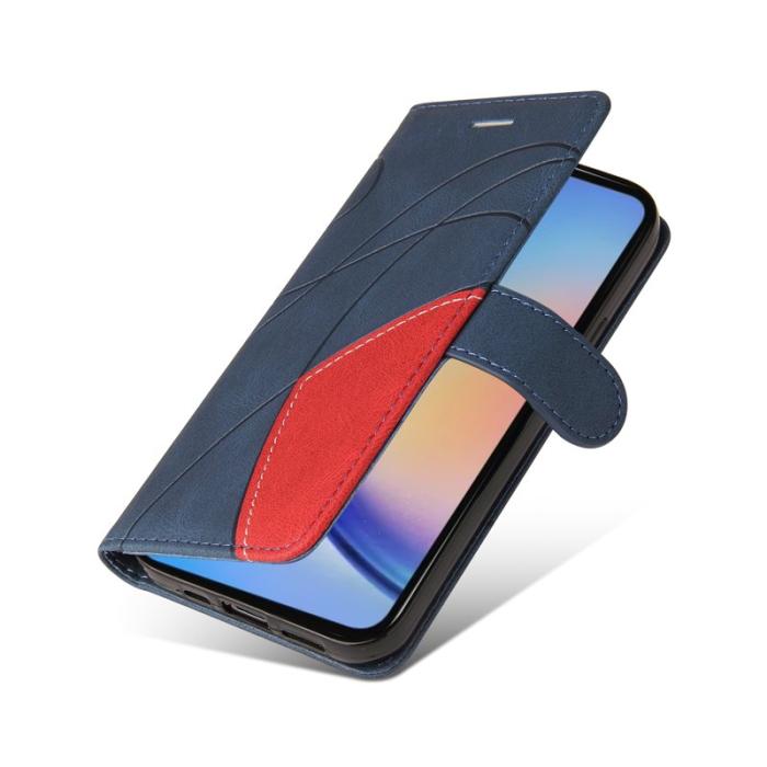 OEM - Samsung Galaxy A35 5G Fodral Äkta Läder Ställ - Blå