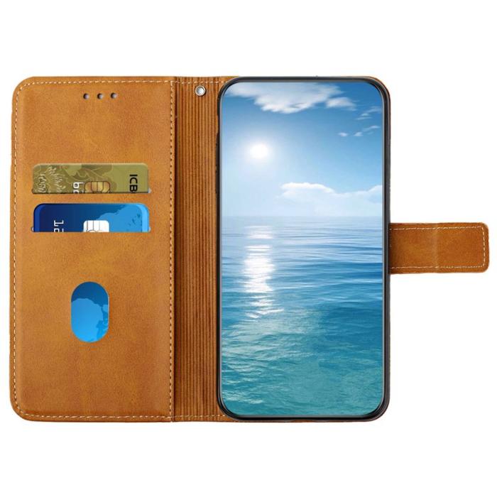 OEM - Samsung Galaxy A35 5G Fodral Äkta Läder Ställ - Gul