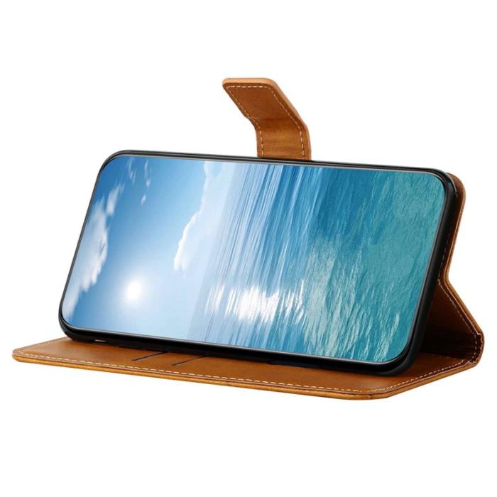 OEM - Samsung Galaxy A35 5G Fodral Äkta Läder Ställ - Gul