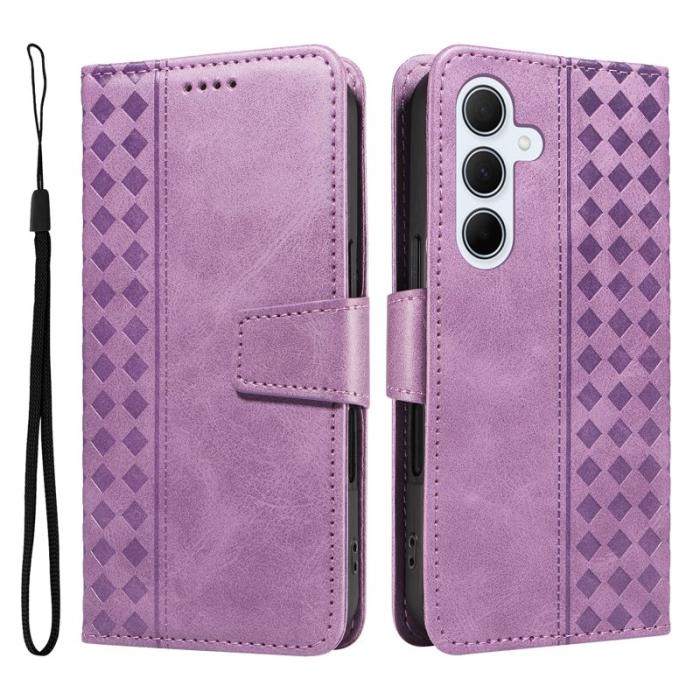 OEM - Samsung Galaxy A35 5G Fodral Äkta Läder Ställ - Ljus Lila