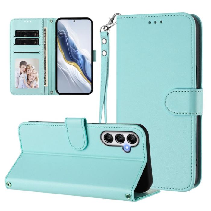 OEM - Samsung Galaxy A35 5G Fodral Äkta Läder Ställ - Mintgrön