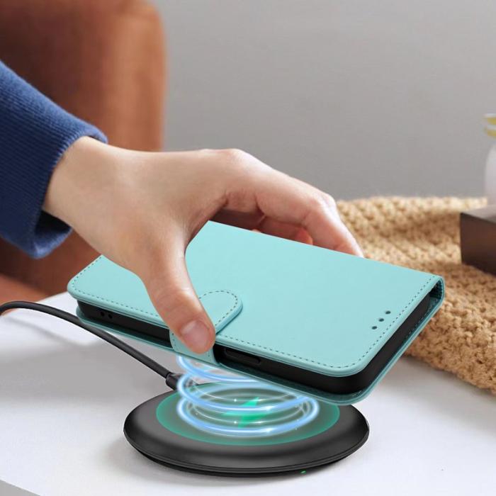 OEM - Samsung Galaxy A35 5G Fodral Äkta Läder Ställ - Mintgrön