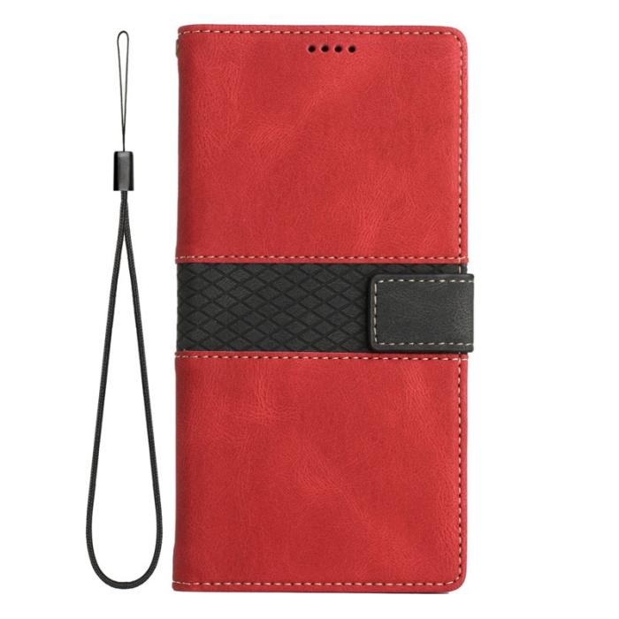 OEM - Samsung Galaxy A35 5G Fodral Äkta Läder Ställ - Röd