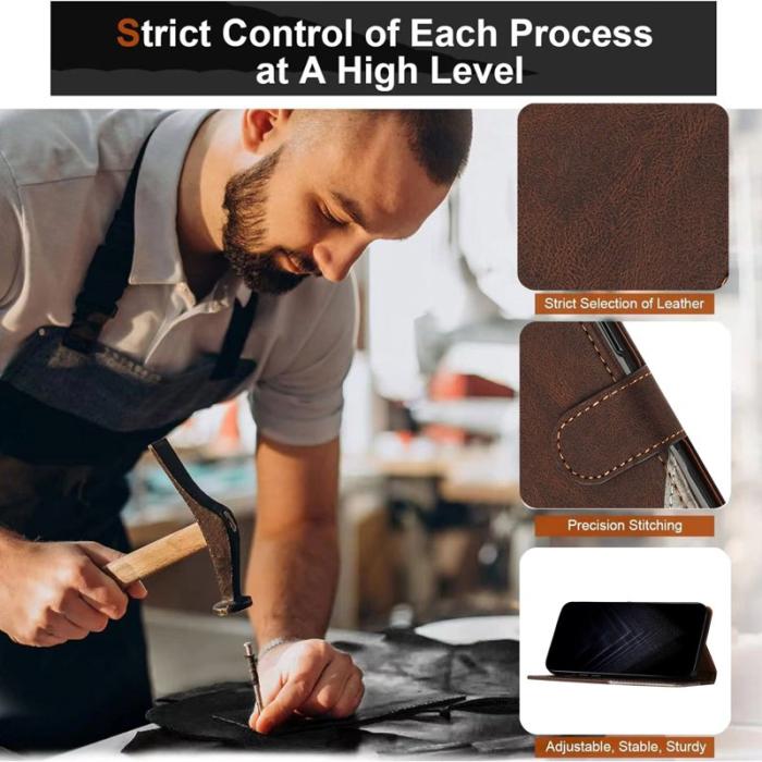 OEM - Samsung Galaxy A35 5G Fodral Äkta Läder Ställ Shockproof - Brun