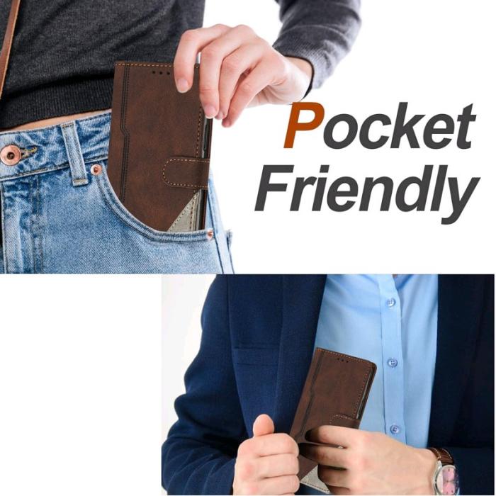 OEM - Samsung Galaxy A35 5G Fodral Äkta Läder Ställ Shockproof - Brun