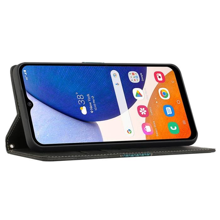 OEM - Samsung Galaxy A35 5G Fodral Äkta Läder Ställ - Svart