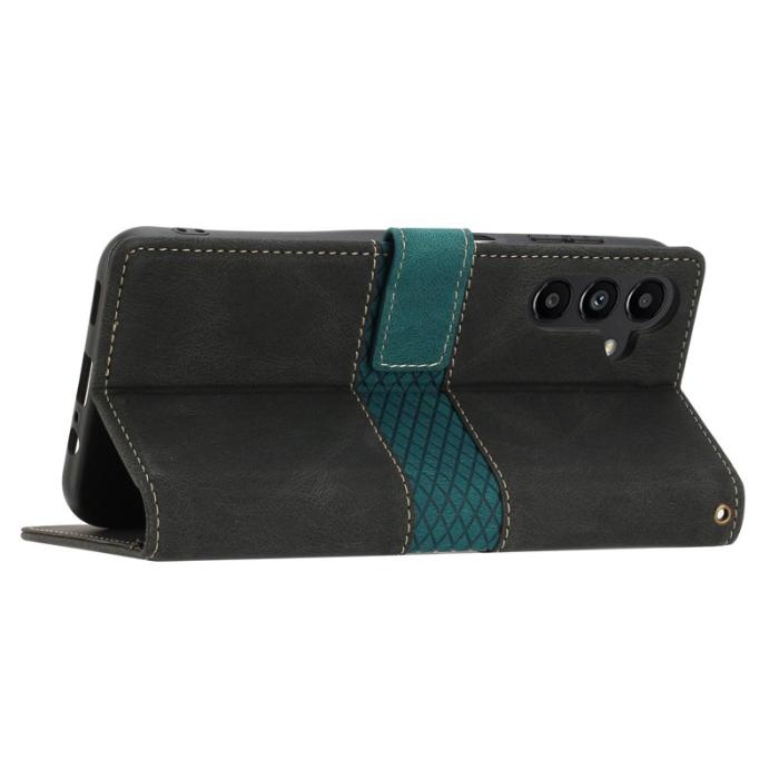 OEM - Samsung Galaxy A35 5G Fodral Äkta Läder Ställ - Svart