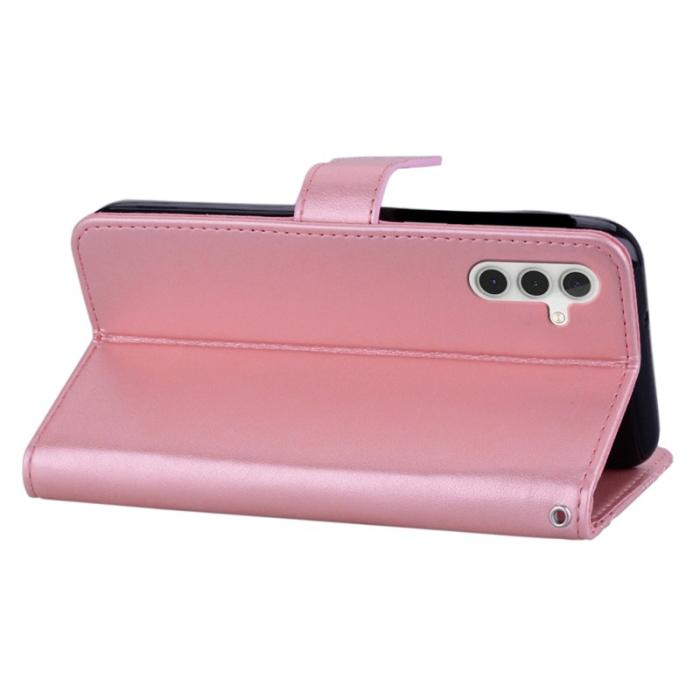 OEM - Samsung Galaxy A35 5G Fodral Äkta Läder Uggla - Roséguld