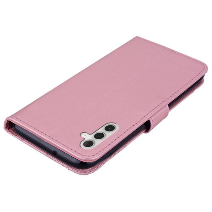 OEM - Samsung Galaxy A35 5G Fodral Äkta Läder Uggla - Roséguld