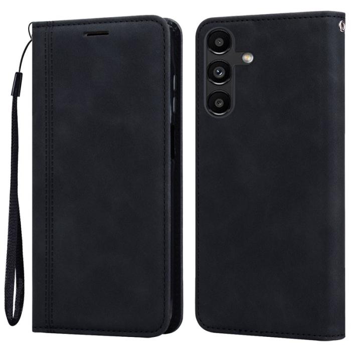 OEM - Samsung Galaxy A35 5G Fodral Affärsstil Magnetisk Stängning Äkta Läder - Svart