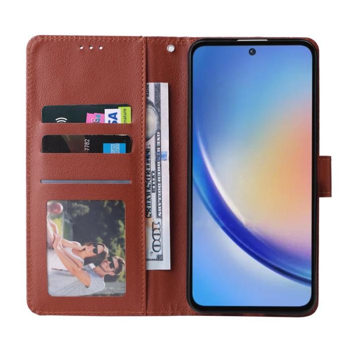 OEM - Samsung Galaxy A35 5G Fodral Anti-Scratch Konstläder Flip - Brun