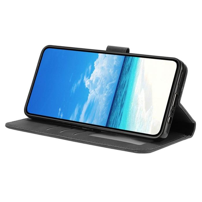 OEM - Samsung Galaxy A35 5G Fodral Imiterat Läder Flip Ställ - Svart