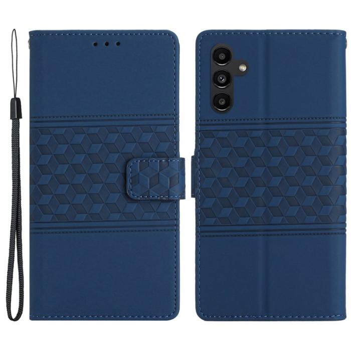 OEM - Samsung Galaxy A35 5G Fodral Impr. Romb Mjukt Läder - Blå