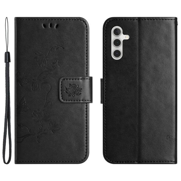 OEM - Samsung Galaxy A35 5G Fodral Imprägnat Konstläder Ställ - Svart