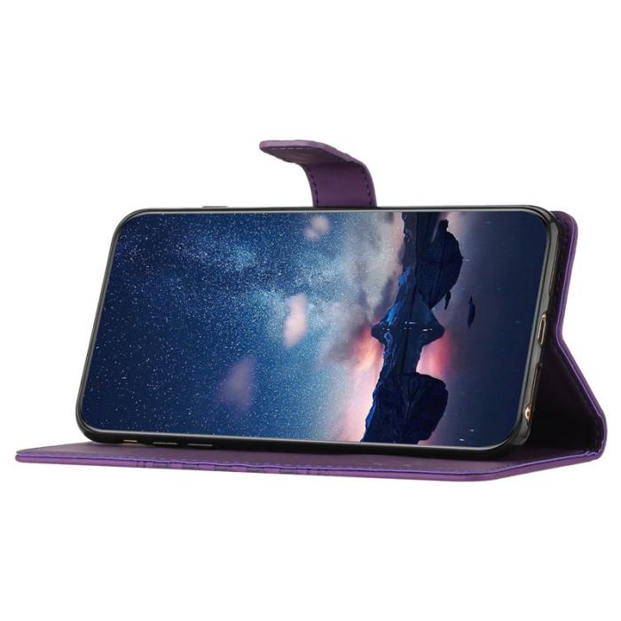 OEM - Samsung Galaxy A35 5G Fodral Impräntad Romb Läder Ställ - Lila