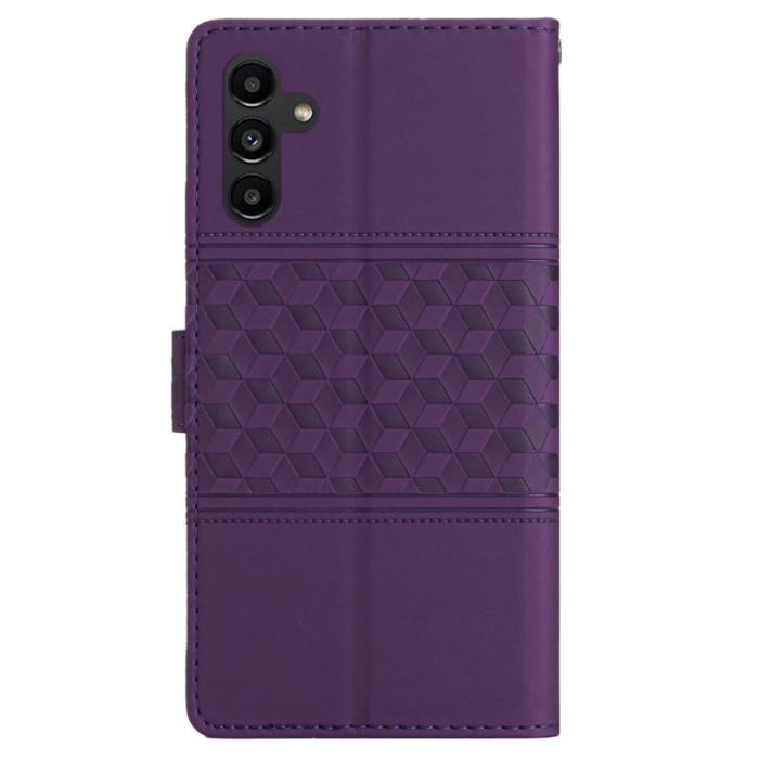 OEM - Samsung Galaxy A35 5G Fodral Impräntad Romb Läder Ställ - Lila