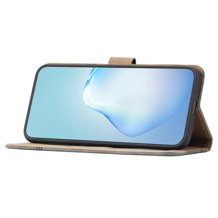 OEM - Samsung Galaxy A35 5G Fodral Impräntat Äkta Läder - Röd