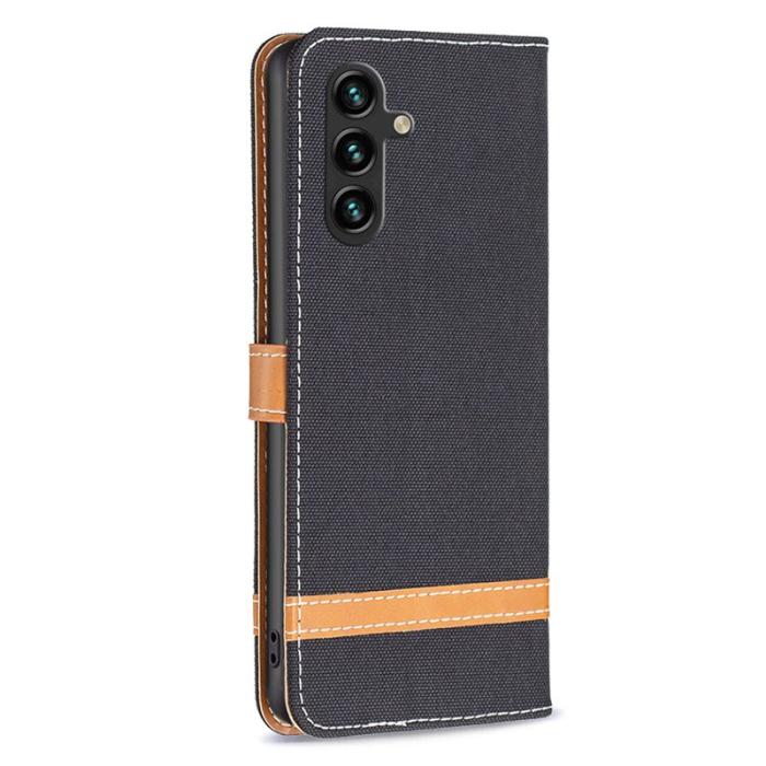OEM - Samsung Galaxy A35 5G Fodral Jeans Tyg Splicing Konstläder - Svart