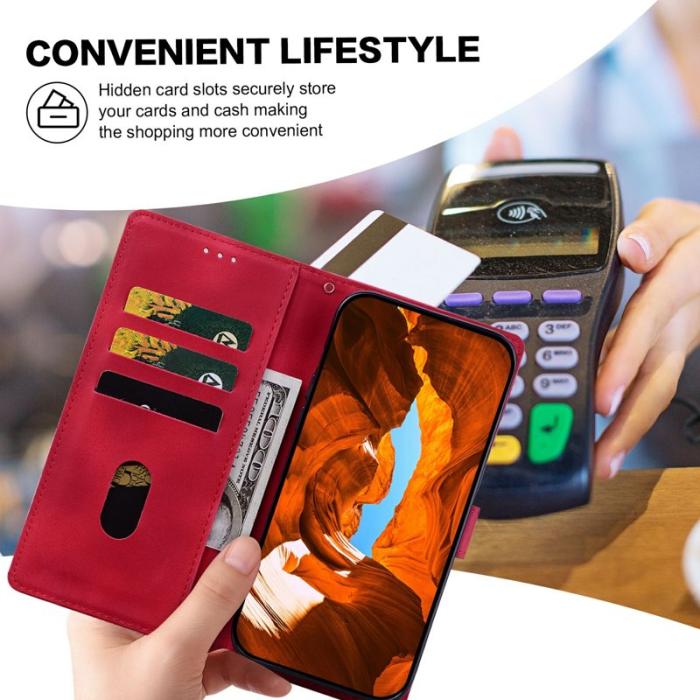 OEM - Samsung Galaxy A35 5G Fodral Konstläder Blommor - Röd