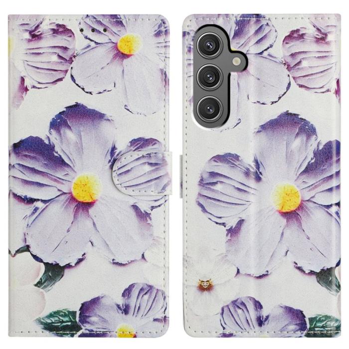 OEM - Samsung Galaxy A35 5G Fodral Konstläder Flip Cover - Lila Blomma