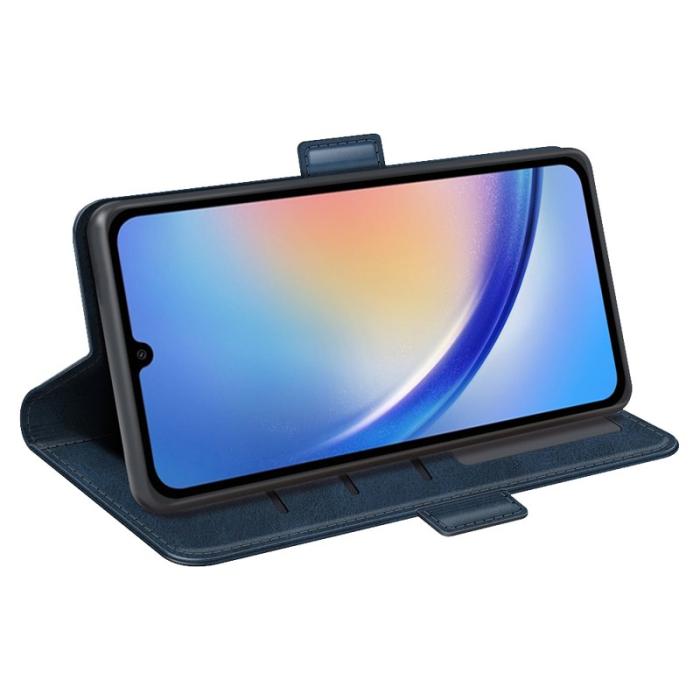 OEM - Samsung Galaxy A35 5G Fodral Konstläder Flip Skydd - Blå