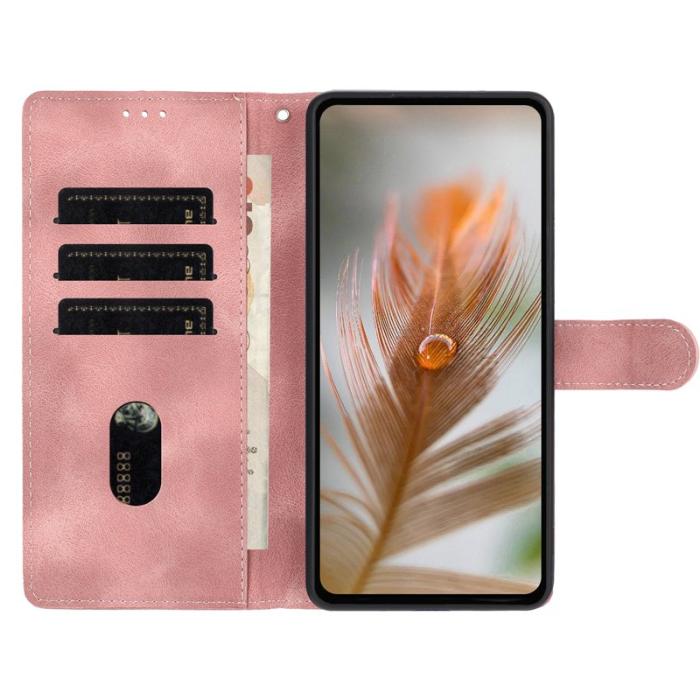 OEM - Samsung Galaxy A35 5G Fodral Konstläder Imprinted Feather - Rosa