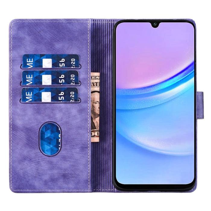 OEM - Samsung Galaxy A35 5G Fodral Konstläder Katttryck - Lila