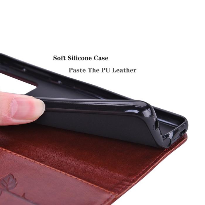 OEM - Samsung Galaxy A35 5G Fodral Konstläder Rosmönster - Brun