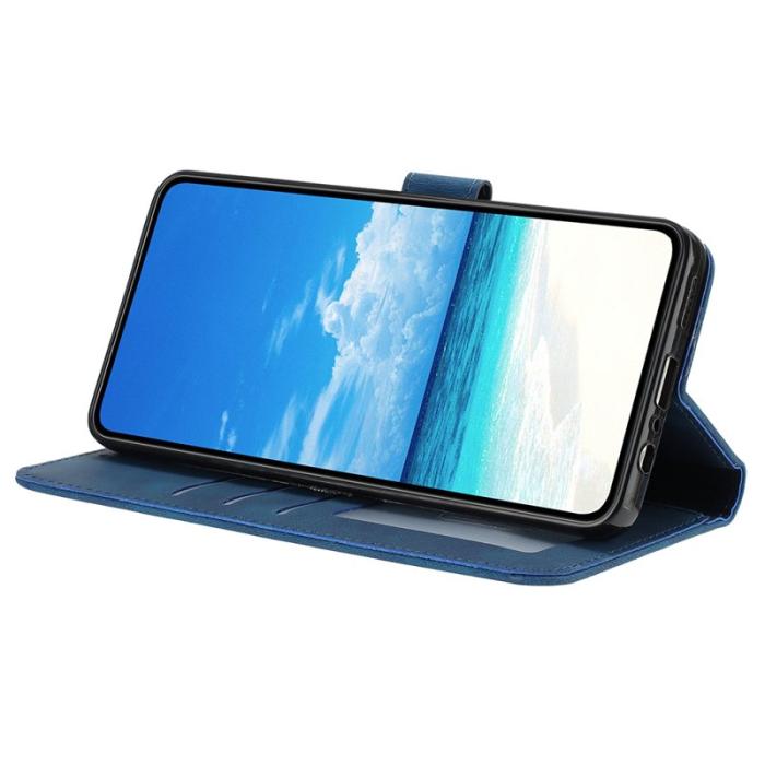 OEM - Samsung Galaxy A35 5G Fodral Konstläder Rosmönster - Mörkblå