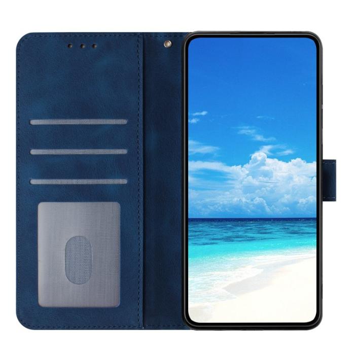 OEM - Samsung Galaxy A35 5G Fodral Konstläder Rosmönster - Mörkblå