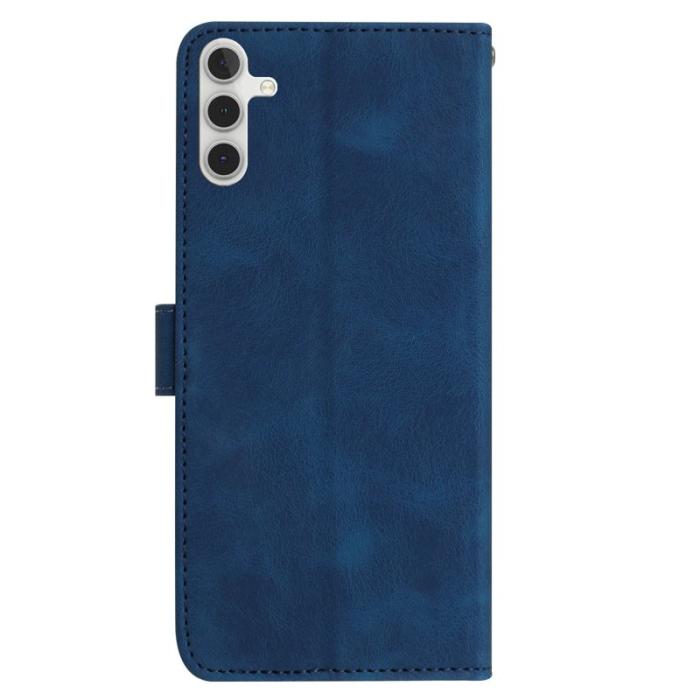 OEM - Samsung Galaxy A35 5G Fodral Konstläder Rosmönster - Mörkblå