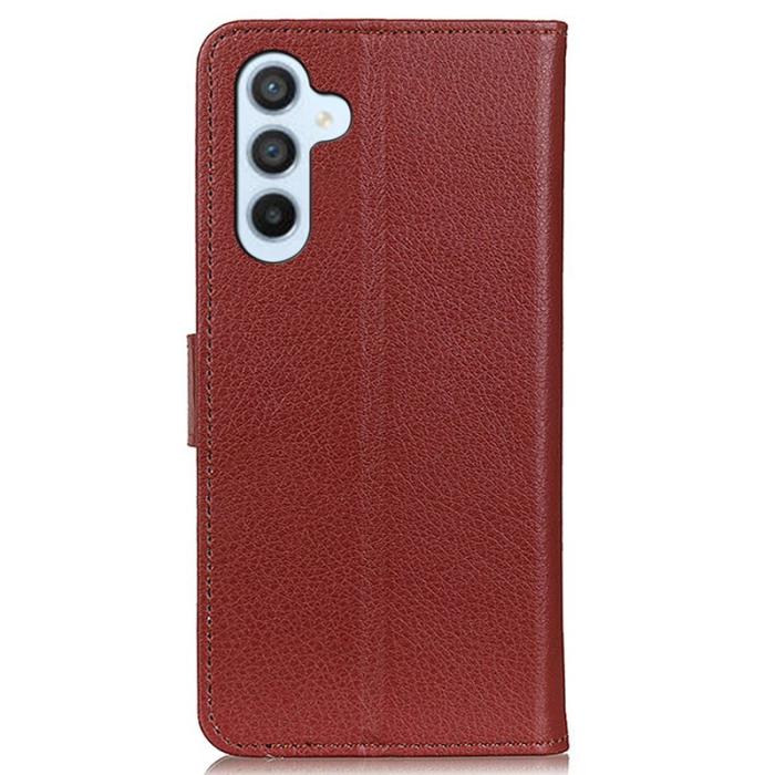 OEM - Samsung Galaxy A35 5G Fodral Konstläder Ställ Card Slot Skydd - Brun