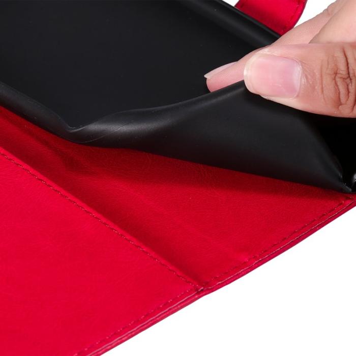 OEM - Samsung Galaxy A35 5G Fodral Konstläder Ställ med Rem - Röd