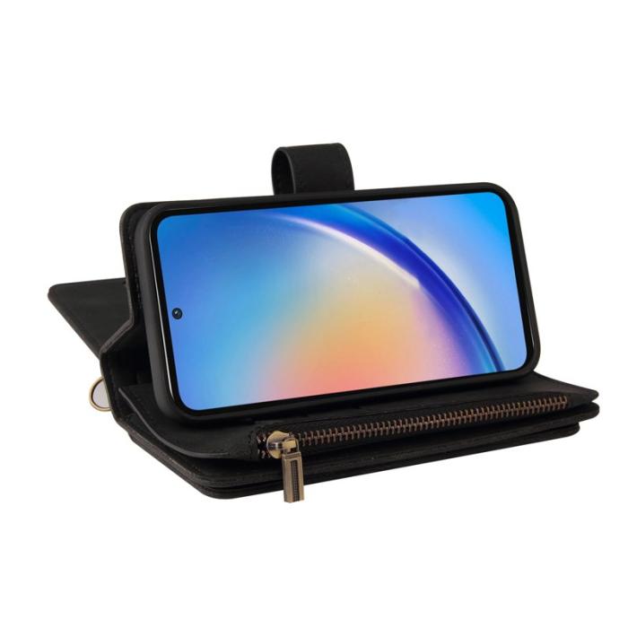 OEM - Samsung Galaxy A35 5G Fodral Läder 15 Kortplatser - Svart