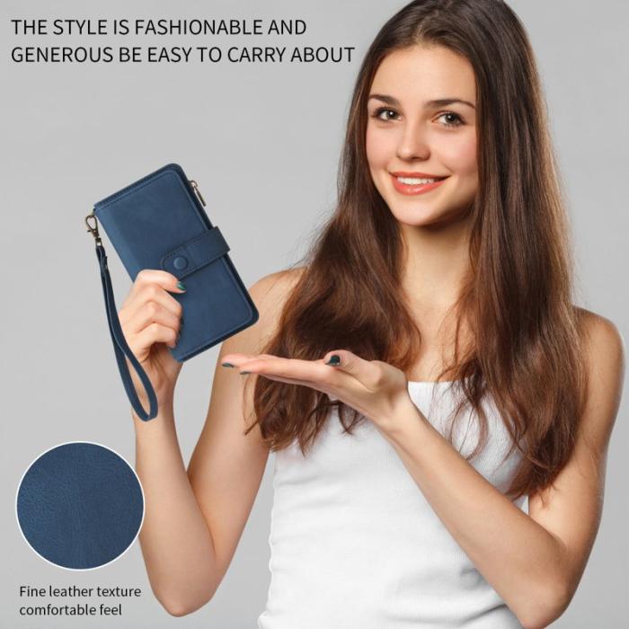 OEM - Samsung Galaxy A35 5G Fodral Läder Med Dragkedja - Blå