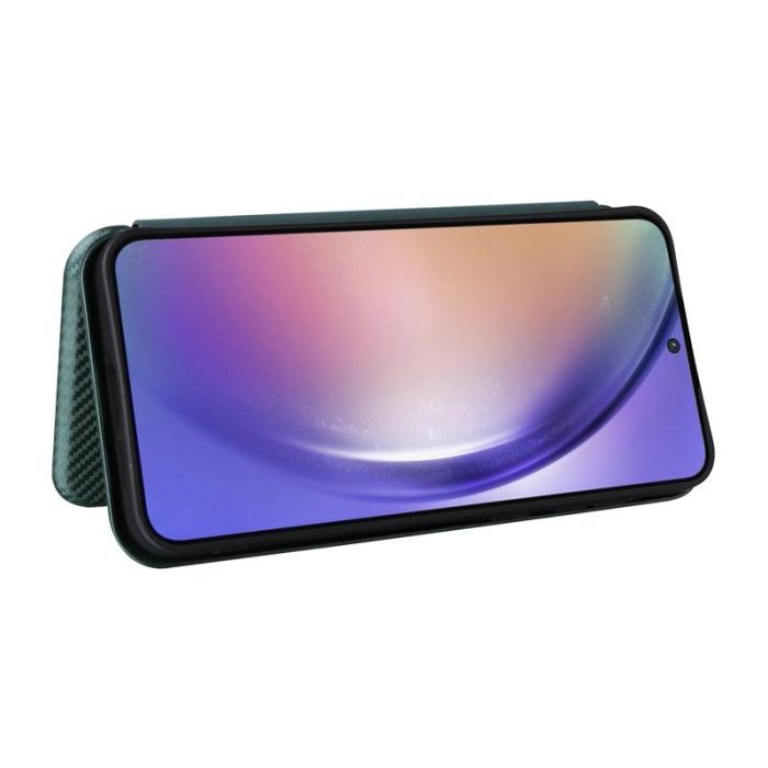 OEM - Samsung Galaxy A35 5G Fodral Magnetisk Äkta Läder - Grön