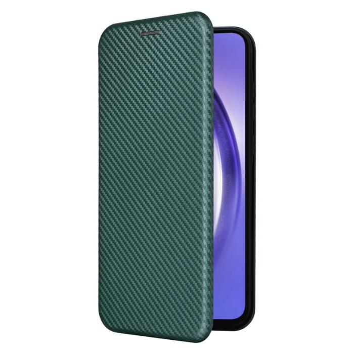 OEM - Samsung Galaxy A35 5G Fodral Magnetisk Äkta Läder - Grön