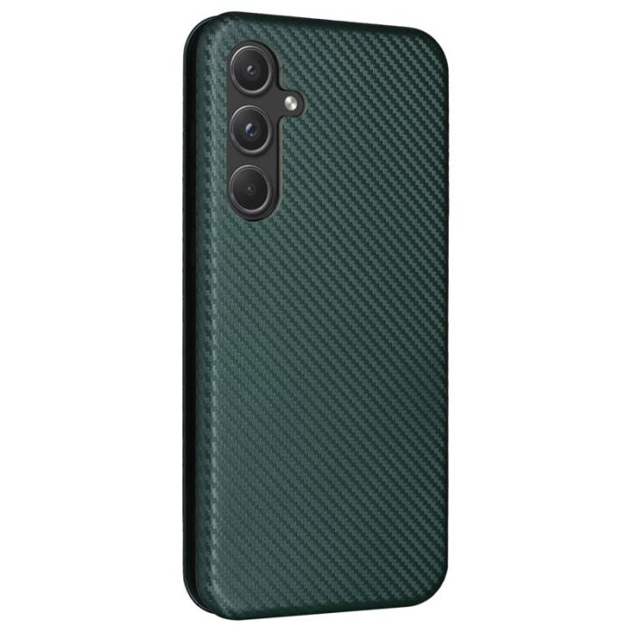 OEM - Samsung Galaxy A35 5G Fodral Magnetisk Äkta Läder - Grön