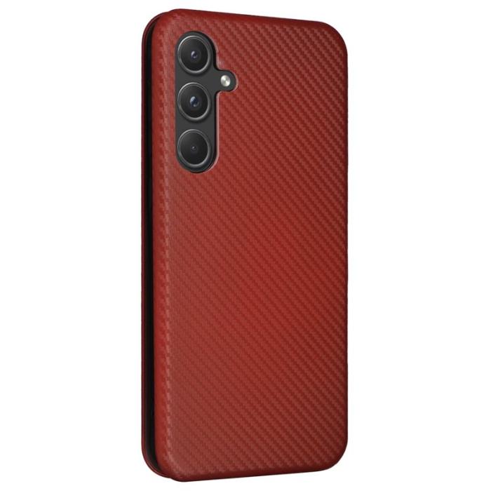 OEM - Samsung Galaxy A35 5G Fodral Magnetisk Stängning Äkta Läder - Brun