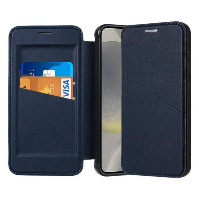 OEM - Samsung Galaxy A35 5G Fodral Magnetisk Stängning Äkta Läder - Midnatt Blå