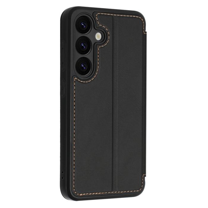 OEM - Samsung Galaxy A35 5G Fodral Magnetisk Stängning Äkta Läder - Svart