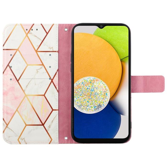 OEM - Samsung Galaxy A35 5G Fodral Marmor Mönster Äkta Läder - Rosa/Vit