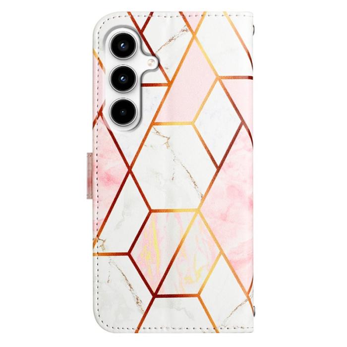 OEM - Samsung Galaxy A35 5G Fodral Marmor Mönster Äkta Läder - Rosa/Vit