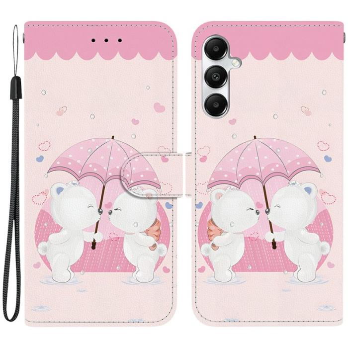 OEM - Samsung Galaxy A35 5G Fodral Mönstertryck Äkta Läder Flip - Tecknad Par Björn