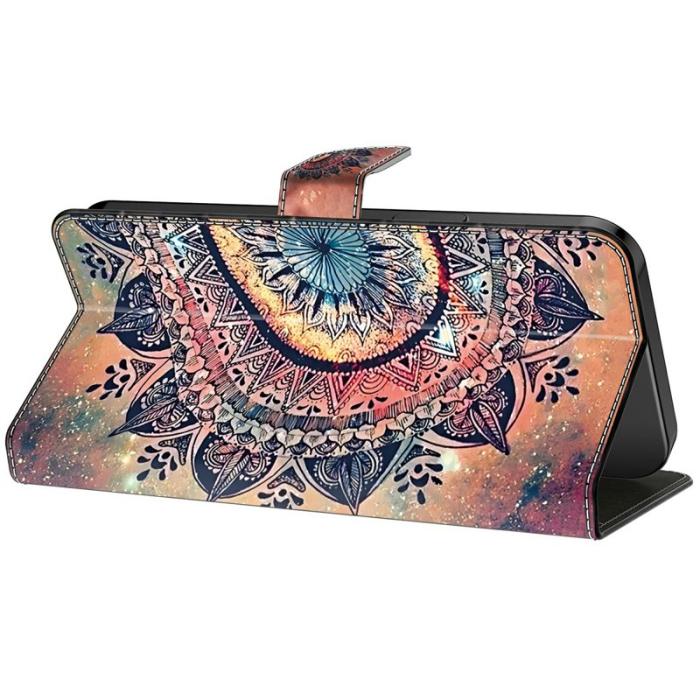 OEM - Samsung Galaxy A35 5G Fodral Mönstertryck Anti-Drop Äkta Läder - Mandala