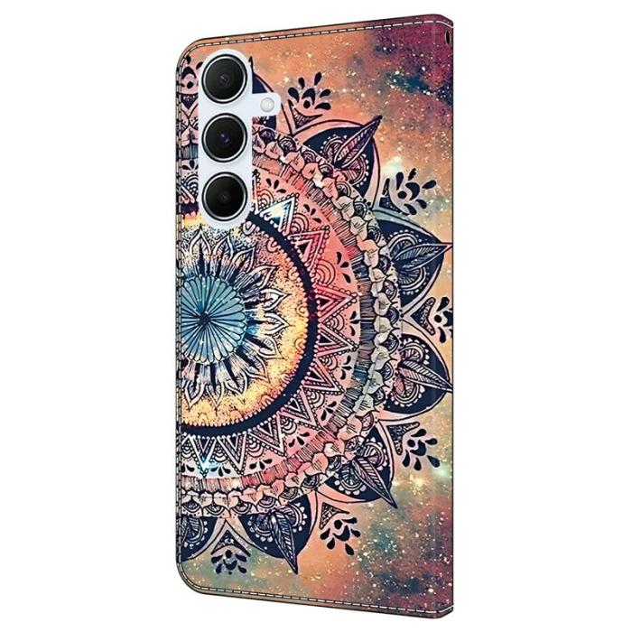 OEM - Samsung Galaxy A35 5G Fodral Mönstertryck Anti-Drop Äkta Läder - Mandala