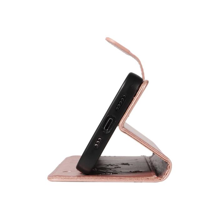 OEM - Samsung Galaxy A35 5G Fodral PU Läder Blommönster Ställ - Roséguld